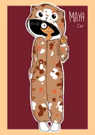 artist:lidlyarts cat_ears cute looking_at_viewer maya meta:general_fanart onesie pulling_on_clothes sisa smiling socks standing // 2480x3508 // 343KB