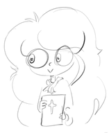 bible black_and_white coco cross drawing looking_sideways meta:general_fanart sketch // 287x350 // 35KB