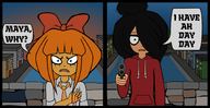 'toss black_hair blood blue_eyes bow bullet_hole bullet_holes green_eyes gun maya mymy mymy_abuse niggerwiggle orange_hair pistol river shirt sweater text tie water weapon // 1636x842 // 435KB