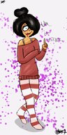 artist:lars2703 maya meta:general_fanart nervous stuttering sweating zwart_haar // 342x683 // 167KB