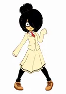artist:lidlyarts black_hair green_eyes maya meta:general_fanart parody shoes skirt ti tomoko_kuroki tomoko_kuroki_(cosplay) tomoko_kuroki_cosplay watamote white_void // 1448x2048 // 109KB