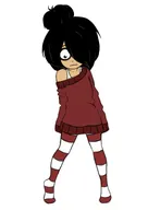 artist:lidlyarts embarassed hair_bun looking_down maya meta:general_fanart milktag_(minor) striped_socks sweater thigh_highs // 1448x2048 // 81KB
