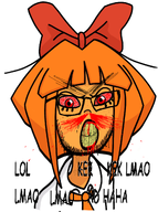 blood bloodshot_eyes bowtie clenched_teeth clothes comic_sans cracked_teeth eyelashes female glasses large_eyebrows lol_kek_kek_lmao_lmao_lmao_xd_haha mustache mymy necktie nosebleed ongezellig orange_hair orange_skin red_eyes soyjak stubble subvariant:feralrage text variant:feraljak vein yellow_teeth // 1362x1823 // 9.5MB