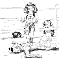 abs artist:oekakigod award black_and_white bloody_nose boxing cheering coco fnf_pedo martial_arts maya meta:rijkskunst middle_finger muscle muscular mymy ring // 1450x1450 // 693KB