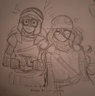 armor artist:nyancat000 bely coco cosplay english_text exclamation_mark exclamation_marks hat helm helmet ikari_mark ikari_shinji mask maya meta:general_fanart pencil_(medium) text 💢 // 2034x2048 // 424KB