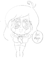 artist:botrigbur big_eyes black_and_white coco dialogue looking_at_viewer meta:general_fanart sketch smiling // 925x1199 // 81KB