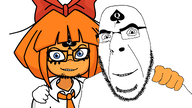 2soyjaks bowtie brimstone clothes false female freckles glasses mymy ongezellig orange_hair orange_skin queen_of_spades smile soyjak stubble tbp variant:cobson variant:feraljak // 1920x1080 // 502KB
