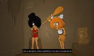 4chan black_hair bone brown_eyes cace cave cave_drawing cave_maya cave_mymy caveman cavewoman club crossed_eyed deel_1_mymy_kamer_scene deel_1_mymy_kamer_sc&egrave;ne english_text fang fangs fossil glasses green_eyes hair_bun hair_covering_eye hair_over_eye hair_over_eye_(maya) maya meta:rijkskunst mymy Mymy's_natural_eye mymy_without_contact_lens mymy_without_eye_contact no_freckles orange_hair spear spears stalactites stroopwafel subvariant:soya text tied_up variant:agugu variant:soymy // 5028x3000 // 3.7MB