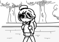 backpack black_and_white looking_at_viewer maya meta:general_fanart sketch tree unamused // 763x550 // 113KB