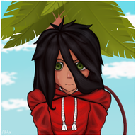 artist:fran_zellig black_hair cloud ggtag green_eyes hoodie maya meta:general_fanart palm_tree sky tree // 2048x2048 // 3.7MB