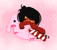 artist:vampirekitty blobfish blushing closed_eyes hugging maya meta:general_fanart // 490x427 // 144KB