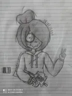belgian_flag drawing gun maya meta:general_fanart nervous peace_sign photo sketch smiling sweating text // 3120x4160 // 580KB