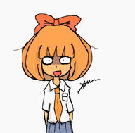 artist:parm_01 bow meta:general_fanart mymy no_freckles open_mouth skirt tagme tie white_void // 919x903 // 44KB