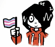 bait black_hair brimstone flag flag:transgender_pride_flag hair_bun hair_covering_eye hair_over_eye hair_over_eye_(maya) holding_flag holding_object hoodie maya meta:general_fanart trans_flag transgender_flag white_void // 334x289 // 85KB