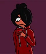artist:nitrous.huffer cup disposable_plastic_cups disposable_red_plastic_cups hair_bun hair_covering_eye hair_over_eye hair_over_eye_(maya) holding_cup holding_object hoodie looking_down maya meta:general_fanart red_plastic_cups single_color_background single_colour_background // 1170x1394 // 86KB