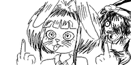 angry artist:oekakigod maya meta:rijkskunst mymy mymy_bunny no_color oekaki subvariant:mymy_rabbit tongue_out weapon // 500x250 // 53KB