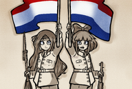 artist:soru bandana bayonet belt bow dutch_flag earring freckles gun holding_flag holding_gun holding_object kiki meta:general_fanart mouth_open mymy // 3700x2500 // 15MB