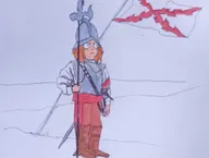 armor armour boot flag flag:spain helmet holding_flag holding_object marker_(medium) meta:general_fanart mymy orange_hair spaish_empire_flag unknown_artist // 2387x1797 // 84KB