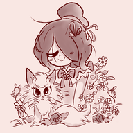 artist:gussywussy bow cat daisy dress flower maya meta:general_fanart rose // 3000x3000 // 2.0MB