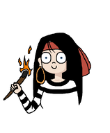 bandana black_hair blue_eyes earring fire kiki meta:general_fanart smile striped_shirt torch // 608x738 // 26KB