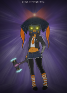 artist:studio_massa axe badge crossover cyberpunk_2077 dutch_flag Illustraties_(official) mask mymy official_art petjeaf robot skull stroopwafel text voc // 2160x3000 // 5.6MB