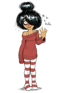 blushing dutch maya meta:general_fanart nervous smiling stuttering unknown_artist waving zwart_haar // 1400x2100 // 1.3MB