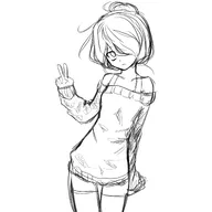 beautiful black_and_white maya meta:general_fanart peace_sign sisa // 2048x2048 // 239KB
