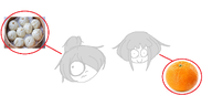 circle cyrcle freckles fruit gemtag hair_bun hair_covering_eye hair_over_eye hair_over_eye_(maya) maya meta:general_fanart mymy orange orange_(fruit) unknown_artist // 1132x567 // 184KB