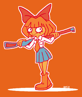 drawing gun looking_at_viewer meta:general_fanart milktag_(proper) mymy nerf_gun niggerwiggle smiling // 1014x1192 // 46KB