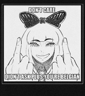 artist:bombsahoy belgian looking_at_viewer meme meta:general_fanart middle_finger mymy smug // 1200x1365 // 1.1MB