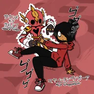: artist:stargazermaya belgian_flag drawing japanese_text jojo's_bizarre_adventure looking_at_viewer maya meta:general_fanart stand // 1100x1100 // 176KB
