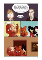 artist:maypachi_hmone bandana bert black_hair blonde_hair blood blue_eyes bow brown_eyes coco comic earring english_text exclamation_mark exclamation_marks freckles frown joseph_smith kiki library maya mymy necklace orange_hair painting question_mark speech_bubble speech_bubbles text text_bubble text_bubbles the_return_comic tie // 1080x1527 // 135KB