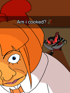 blue_eyes bow earring emoji kiki mad meme meta:general_fanart mymy no_freckles orange question_mark running skirt sword swords text tie unknown_artist // 2316x3088 // 150KB