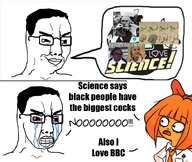 bbc bloodshot_eyes brimstone clenched_teeth closed_mouth crying false glasses hair mymy negro ongezellig queen_of_spades science smile smug soyjak tbp text thought_bubble variant:chudjak // 1125x948 // 580KB