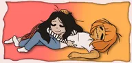 artist:saycadet3times bait closed_eyes kiki meta:general_fanart mymy sleeping yuribait yuricoal // 1167x559 // 85KB