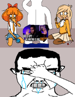 artist:yosack_jaki chud coco kneeling laughing meta:rijkskunst mymy niggerwiggle ruler shocked shrimp // 527x680 // 246KB