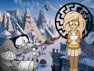 :3 black_sun blonde_hair brown_eyes campfire chainmail chainmail_amour chud chudwheel coco fire german_text glasses helmet hyperborea kneel knvvl no_text Rainbow_Flag Seskleur skirt sky sledge snow south_african_flag statue swastika sword text // 1908x1436 // 501KB