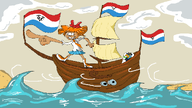 drawing dutch_flag exaggerated kapitein_koek meta:general_fanart mymy niggerwiggle pointing sailing sea ship voc // 1280x720 // 60KB