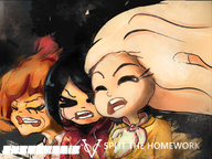 album_cover artist:bin8_chiaramente closed_eyes coco marge maya meta:general_fanart milktag_(proper) mymy teeth voc windy // 3998x3006 // 15MB