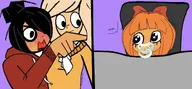 artist:theairpuri64763 binky coco hoodie maya meme meta:general_fanart mymy text variant:agugu wwtag // 2039x945 // 135KB