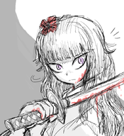 blood eiko fisheye_(drawfag) katana looking_away looking_right meta:rijkskunst // 635x696 // 302KB