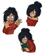 blushing book drawing frown looking_at_viewer maya meta:general_fanart shocked smiling surprised // 825x1038 // 553KB