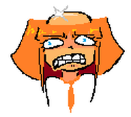 artist:squidytheone bald blue_eyes meta:general_fanart mymy orange_hair shine shining tie white_void // 125x112 // 2.0KB