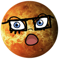 blue_eyes cartoon eyelashes glasses mymy ongezellig open_mouth planet redraw soy_parody soyjak space transparent_background variant:feraljak venus // 1920x1925 // 4.3MB