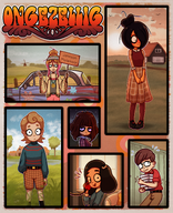artist:aidanisl8 belt bert bird black_hair blue_eyes book books brown_eyes brown_hair couch dutch_text freckles glasses grass green_eyes holding_sign house ilse lake maya meta:general_fanart partially_dyed_hair peace_sign phone rens sign skirt son text tree windmill window yfke zoey // 3115x3838 // 14MB