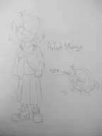 artist:yaboyaj computer computer_monitor headphones maya meta:general_fanart onamonapia pencil_(medium) shoe skirt // 1536x2048 // 173KB
