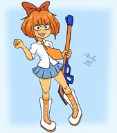 1girl evil_smile gun meta:general_fanart milktag_(proper) mymy nerf_gun niggerwiggle smiling // 1925x2191 // 1.1MB