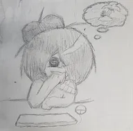 behind_desk chewing daydreaming dreaming island keyboard maya meta:rijkskunst mouse pencil_(medium) thought_bubble // 2252x2212 // 905KB
