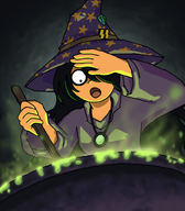artist:B_B_GHAST brewing hair_covering_eye hair_over_eye hair_over_eye_(maya) hat magic maya necklace open_mouth pot ss ss_bolts steam witch witch_hat // 700x800 // 666KB