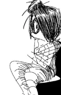 black_and_white looking_at_viewer maya meta:general_fanart sketch stare tied // 560x866 // 174KB